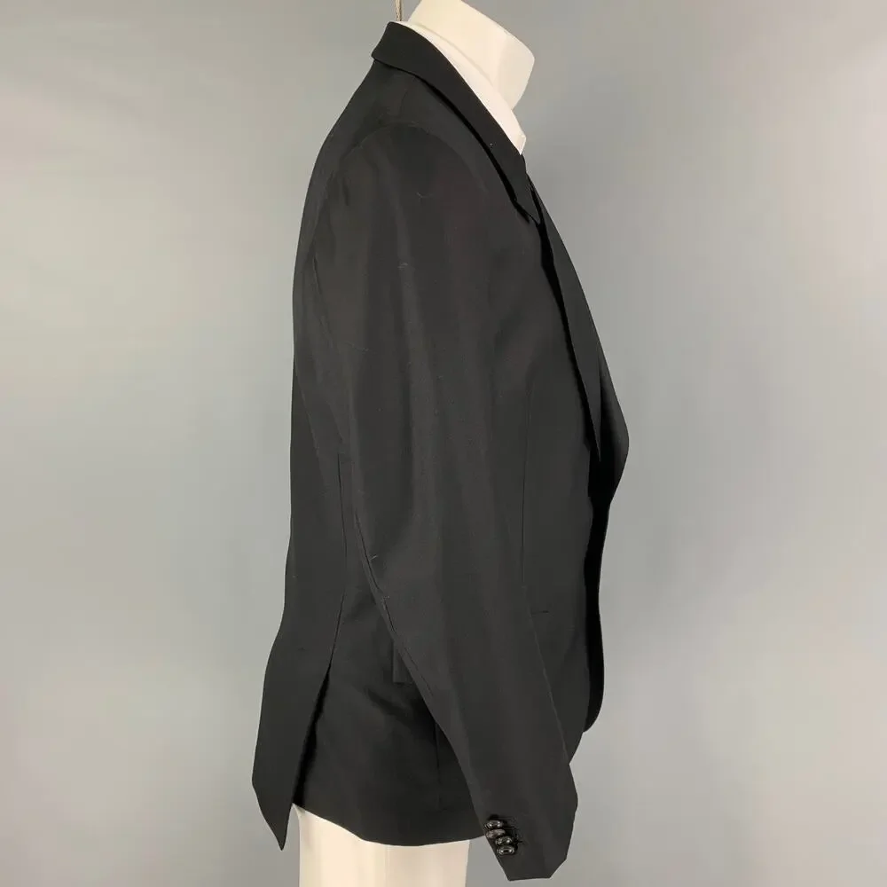 PAUL SMITH Size 40 Black Wool Silk Notch Lapel Sport Coat